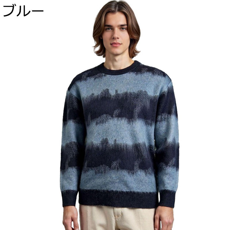 メンズ セーター ニット 秋冬 長袖 上品 学生 厚手 快適 通気 プルオーバー 抗菌防臭 ストライプ 切替 身を修める カジュアル 学生 韓国ファッション ヴィンテージ かっこいい 着回し