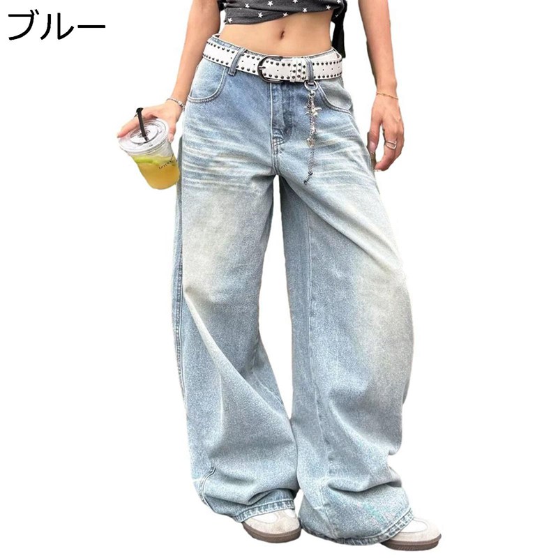 バギージーンズ メンズ レディース デニムパンツ ヴィンテージ ジーパン ルーズ シューカット ブーツカット おしゃれ ウォッシュ加工 カジュアル 柔らか ビッグシルエット 脚長 秋冬 ストリートファション