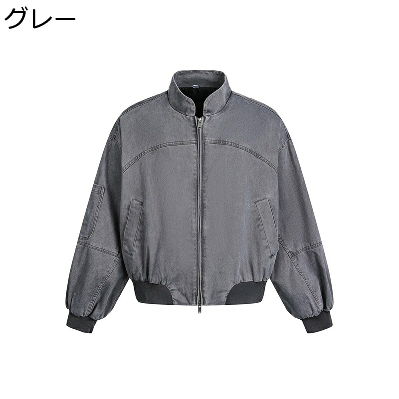デニムジャケット Gジャン メンズ アメカジジャケット ジップアップ 立ち襟 大きいサイズ ジージャン ヴィンテージ加工 長袖 ゆったり おしゃれ カジュアル アウター 春秋 通勤 通学 ストリート スタジャン