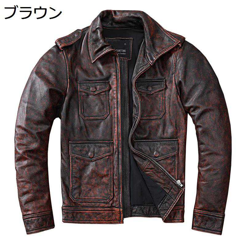 レザージャケット 牛革 メンズ ライダースジャケット バイカー 防風 保温性 本革コート 革ジャン ブルゾン 秋冬 ジップアップ おヴィンテージ デイリー スポーツ バイク用 21,938円