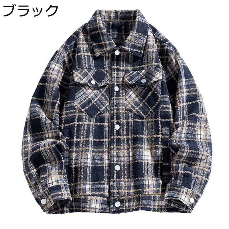 ジャケット メンズ 長袖 チェック柄 大きいサイズ ファッション 胸ポケット ブルゾン 通気性 耐摩耗 カッコイイ ゆったり おしゃれ オールシーズン トラベル ワーク お出掛け 日常着用