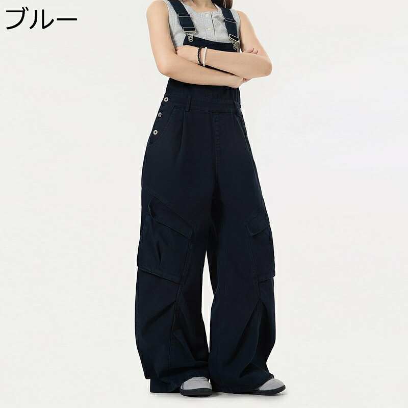 アメカジ カーゴパンツ 綿100 オーバーオール サロペット メンズ レディース マルチポケット ルーズ バギー ブーツカット 機能性 登山 キャンプ ミリタリー系 ゆったり ワーク 作業着 柔らか