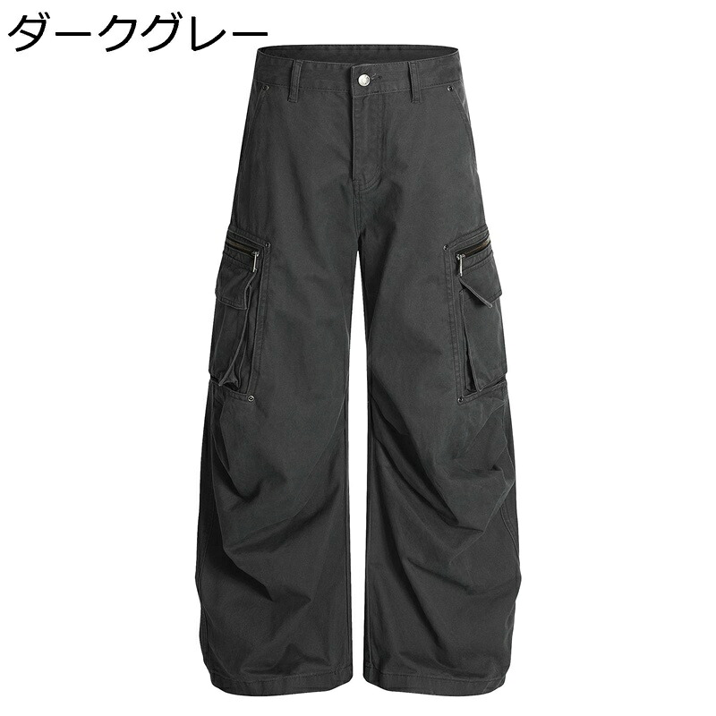 カーゴパンツ ロングパンツ メンズ 秋冬 綿100% ブーツカット ワイド ルーズ 無地 マルチポケット ビッグシルエット 通気 カジュアル 長ズボン ゆったり 男女兼用 柔らか 履き心地いい リラックス