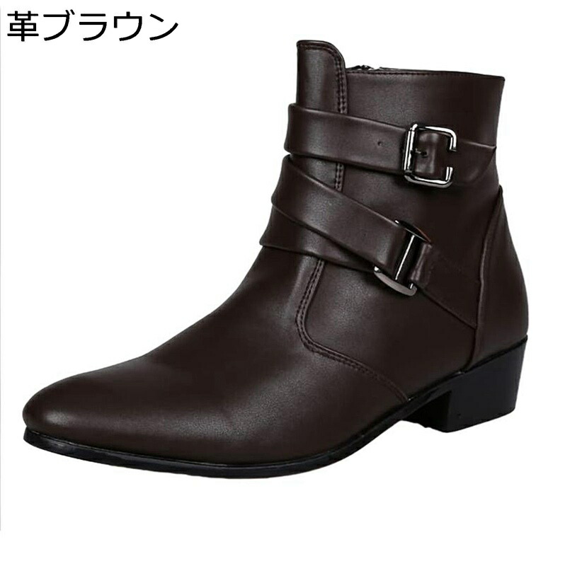エンジニアブーツ ミドル丈 メンズ ショートブーツ バックル ビジネス ホスト 身長アップ ノンスリップ 耐磨耗 通気性 快適 ぶらつく 防寒対策 撥水加工 カッコイイ カジュアル 手作り 日常