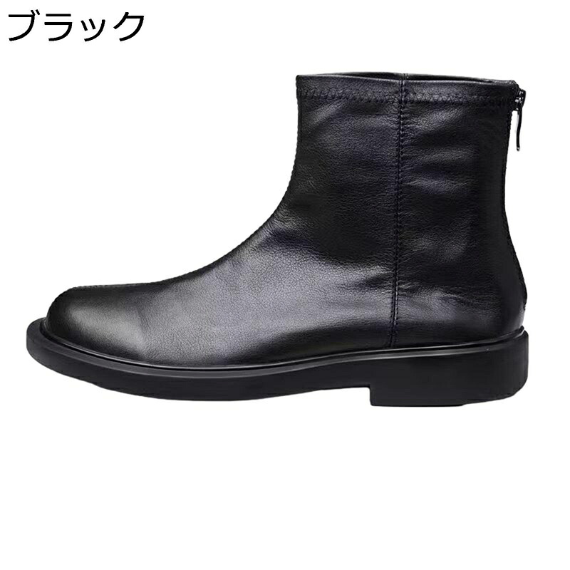 ビジネスショットブーツ バックジッパー 本革 牛革 チェルシーブーツ メンズ 男性用靴 紳士 シンプル ノンスリップ 耐久性 防臭 履きやすい 防寒対策 防水性 身長アップ 復古 大きめ 入社式｜ショップ郷上 8,441円