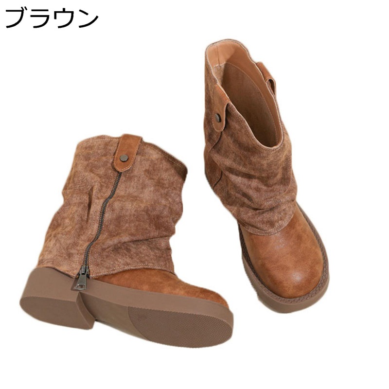 厚底ブーツ レディース靴 ウエスタンブーツ 踵4糎 ジップアップ 年月 アンクルブーティー 押しかぶせる付き添い人 歩き分かりやすい 雨合羽 耐摩耗 美脚 ノン横すべり 防寒 科学技術者 心地よい 延性のある性 古典派音楽 通学