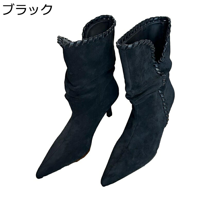 真っただ中ブーツ レディース ポインテッドトゥ レディース靴 くしゅくしゅ ワイズ 3E 秋冬 無地 心地よい 滑りにくい ゆる 美脚 細押し出し 高押し出し 着飾る フェイクレザー 女子らしい ウエスタンブーツ 御役目