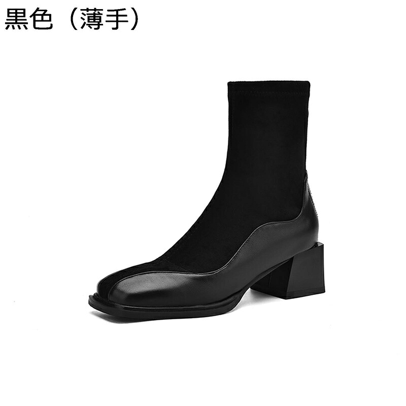 ブーティ スエード レディース ソックスブーツ ショートブーツ ハイヒール5cm スエード 切り替え 秋靴 冬靴 大きいサイズ 歩きやすい 履きやすい 女子力 軽い 外出 通勤 オフィス