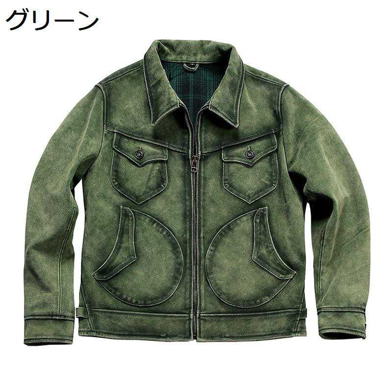 メンズ レザージャケット 本革 バイクジャケット カジュアル 防寒 防風 コート 牛革 ブルゾン 秋冬 ジップアップ マルチポケット ヴィンテージ アウトドア 通勤 作業