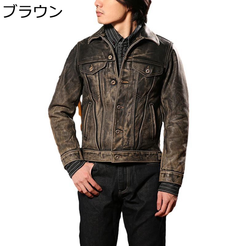 本革ジャケット メンズ ライダースジャケット バイカー 防寒 防風 レザーコート 牛革 ブルゾン 秋 ヴィンテージ カウボーイ ショート丈 デイリー アウトドア バイク用|ショップ郷上
