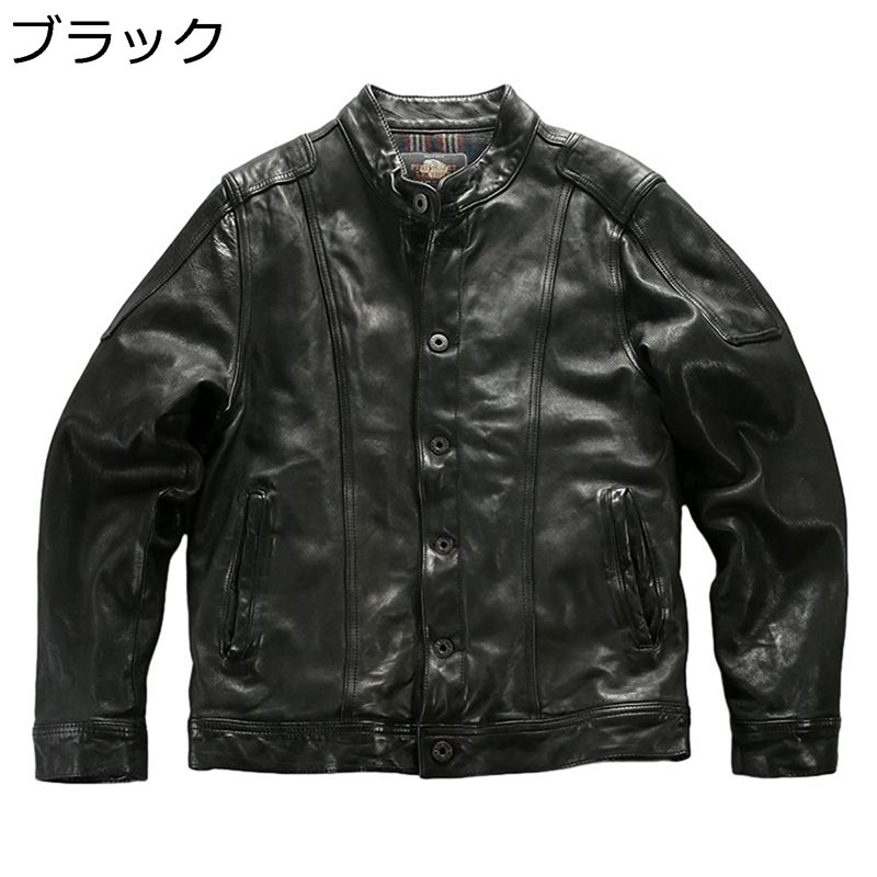 ライダースジャケット 本革ジャケット 羊革 メンズ カジュアル 防風 防寒 コート 革ジャン ブルゾン 春秋冬 立ち襟 ショート丈 オシャレ カウボーイ アウトドア 通勤 作業