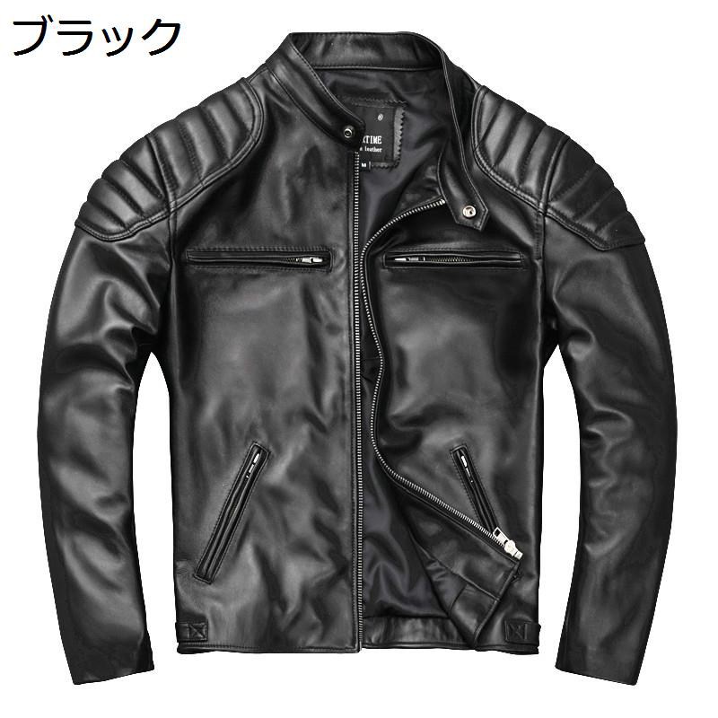 牛革ジャケット メンズ 本革 ライダースジャケット バイカー 防寒 防風 レザーコート ブルゾン 秋 ジップアップ 立ち襟 スリム ショート丈 ジャンパー アウトドア 通勤 作業