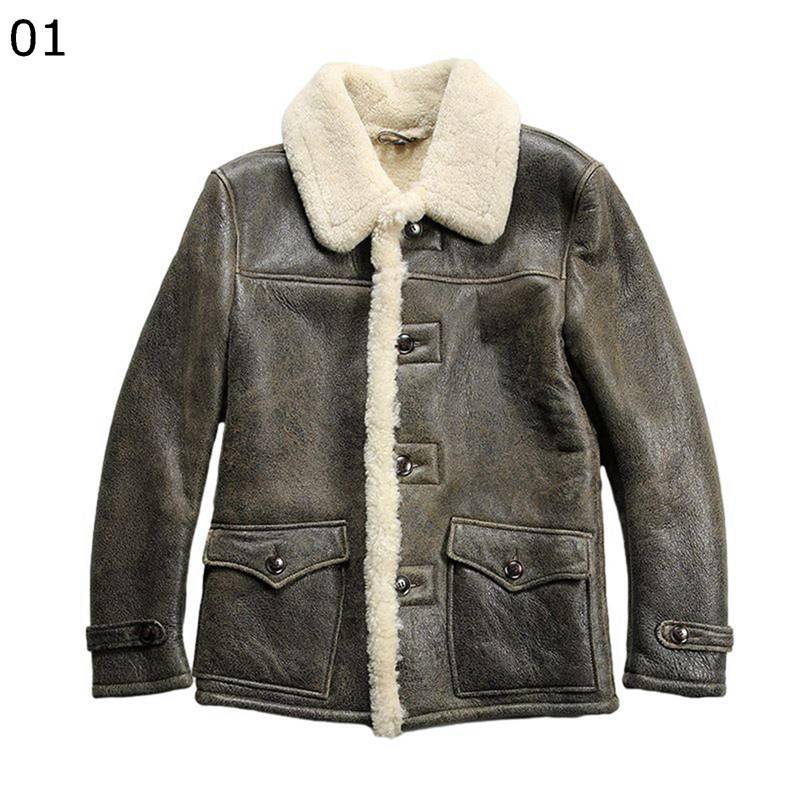 メンズ 本革ジャケット 皮毛一体 バイクジャケット ウール 裏ボア 防寒コート 防風 保温性 革ジャン レザー ブルゾン 冬 カジュアル 男性 アウター サイクリング ワーク 日常