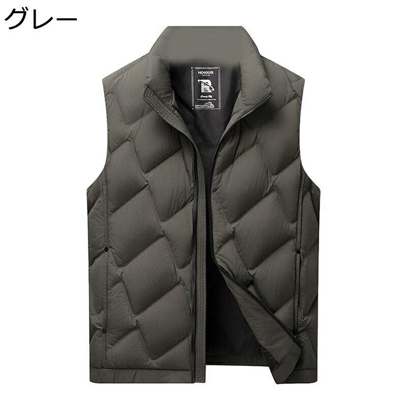 ダウンベスト 防寒ベスト メンズ 作業着 作業服 軽量 立ち襟 中綿 大きいサイズ ノースリッブ 前開き 防寒 暖かい シンプル コーディネート 春秋冬 デイリー 入社式 通勤 オフィス