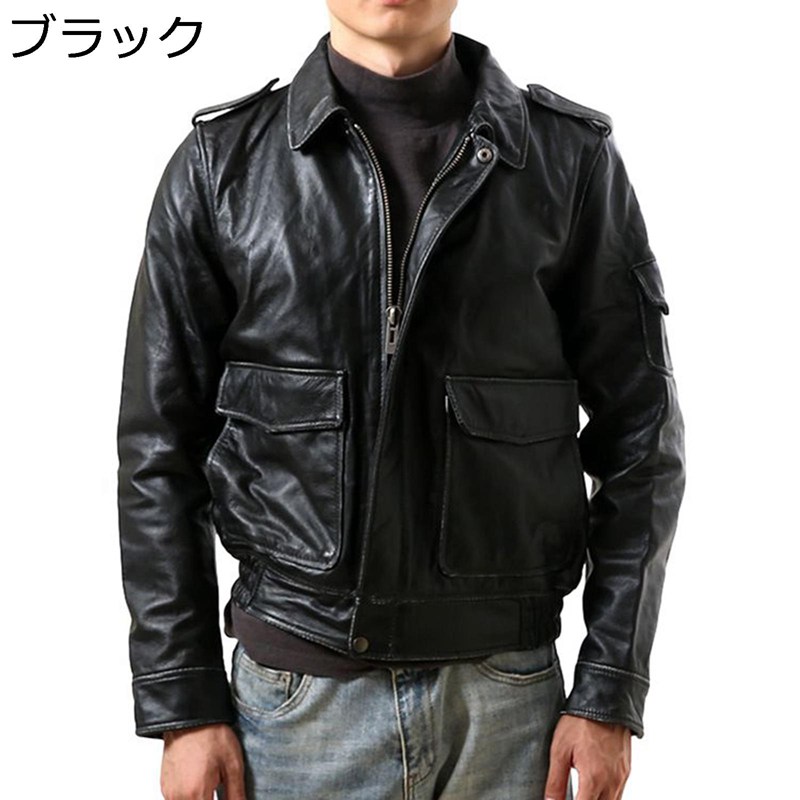 本革ジャケット メンズ レザー ライダースジャケット 防寒着 防風 アウター 牛革 ブルゾン 秋冬 ファスナー 革ジャン 作業着 オートバイ フライト アウトドア