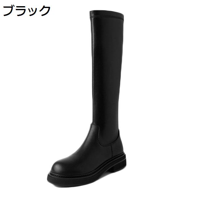 ブーツ 本革 レディース靴 ロング 3.5cm サイドジッパー 秋用 冬 ストレッチ レザー ジョッキーブーツ ラウンドトゥ ライダースブーツ 騎士 歩きやすい 美脚 防寒 ファッション コスプレ パーティ バイク用