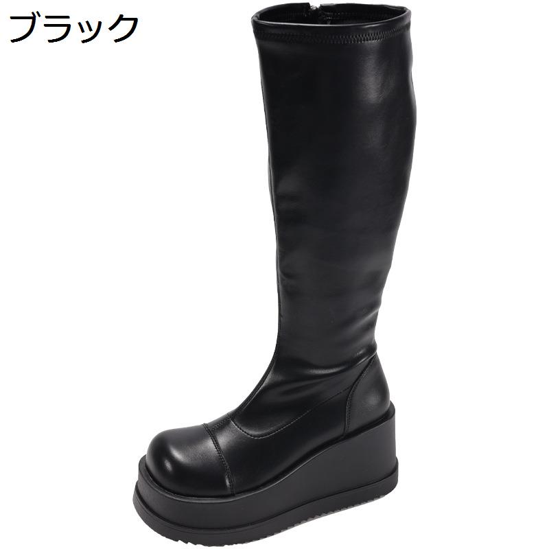ロングブーツ 厚底ブーツ 8cm PU革 レディース サイドジッパー 太ヒール ジョッキーブーツ 秋冬 プラットフォーム 美脚 耐久 防滑 ゆったり 騎士 おしゃれ 防水性 長靴 乗馬 コスプレ ハロウィン