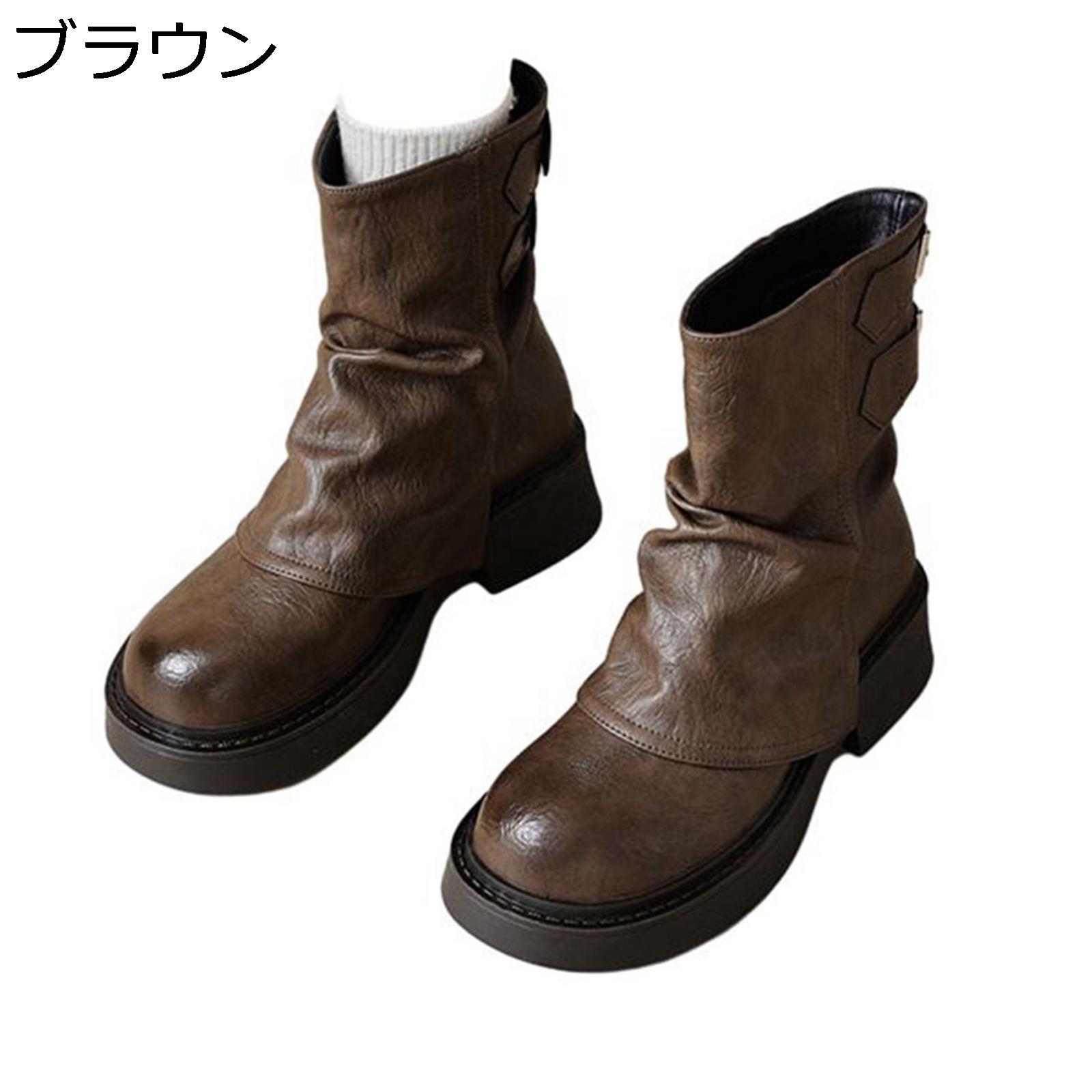 秋 冬用 ショートブーツ エンジニアブーツ レディース ドレープ カバー 大きいサイズ バックベルト シークレット 厚底 4cmヒール 短い筒 滑りにくい ゆったり オシャレ 撥水 軽便 歩きやすい 通勤通学