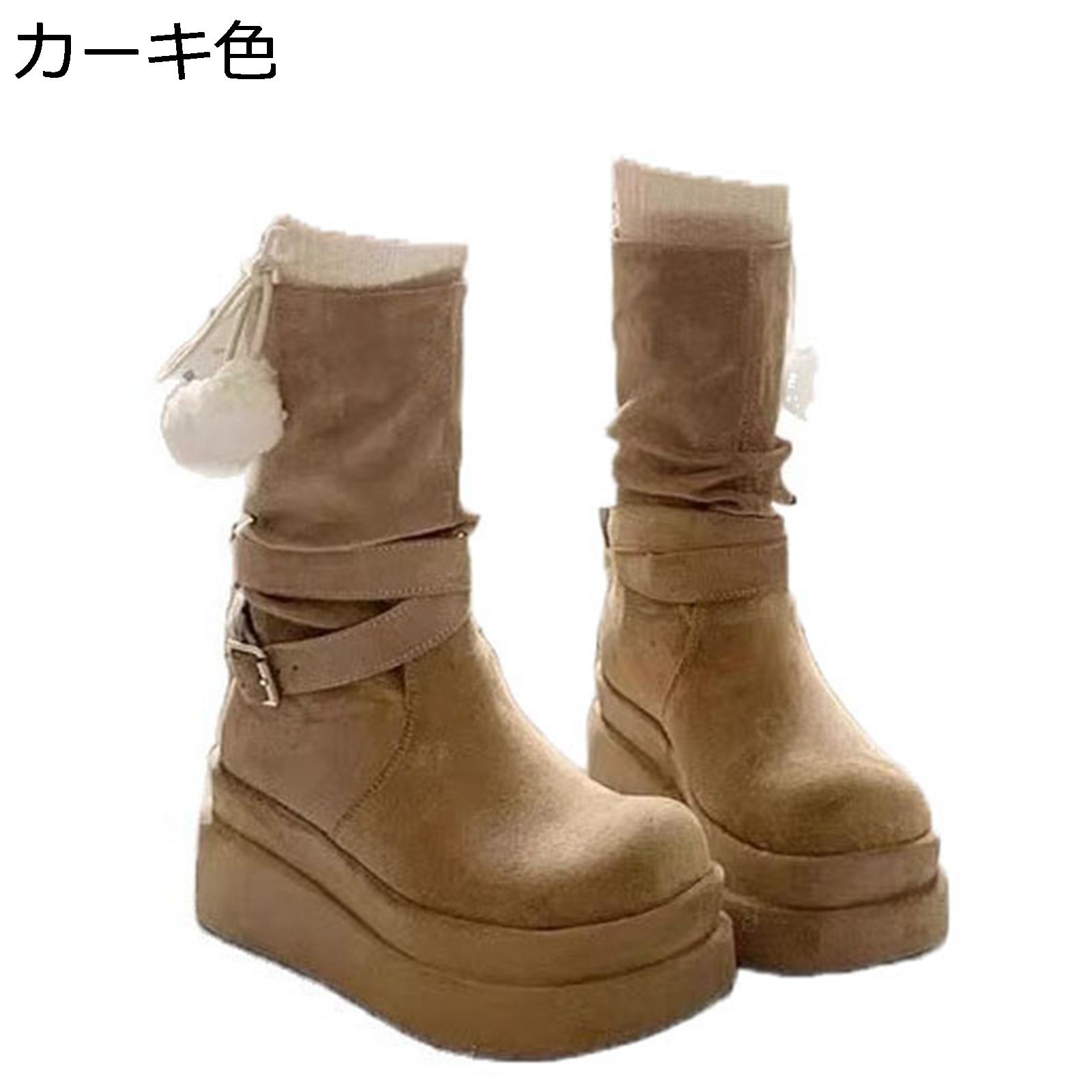 遊撃手ブーツ 厚底 5糎 レディース ウエスタンブーツ スエードクロス 胴締め スリッポン 秋冬着 レトロ 流行り物今めかしい ドレープ 歩き分かりやすい 上滑りやめ 小っちゃい筒 旅する お出かけ 日常 座布団
