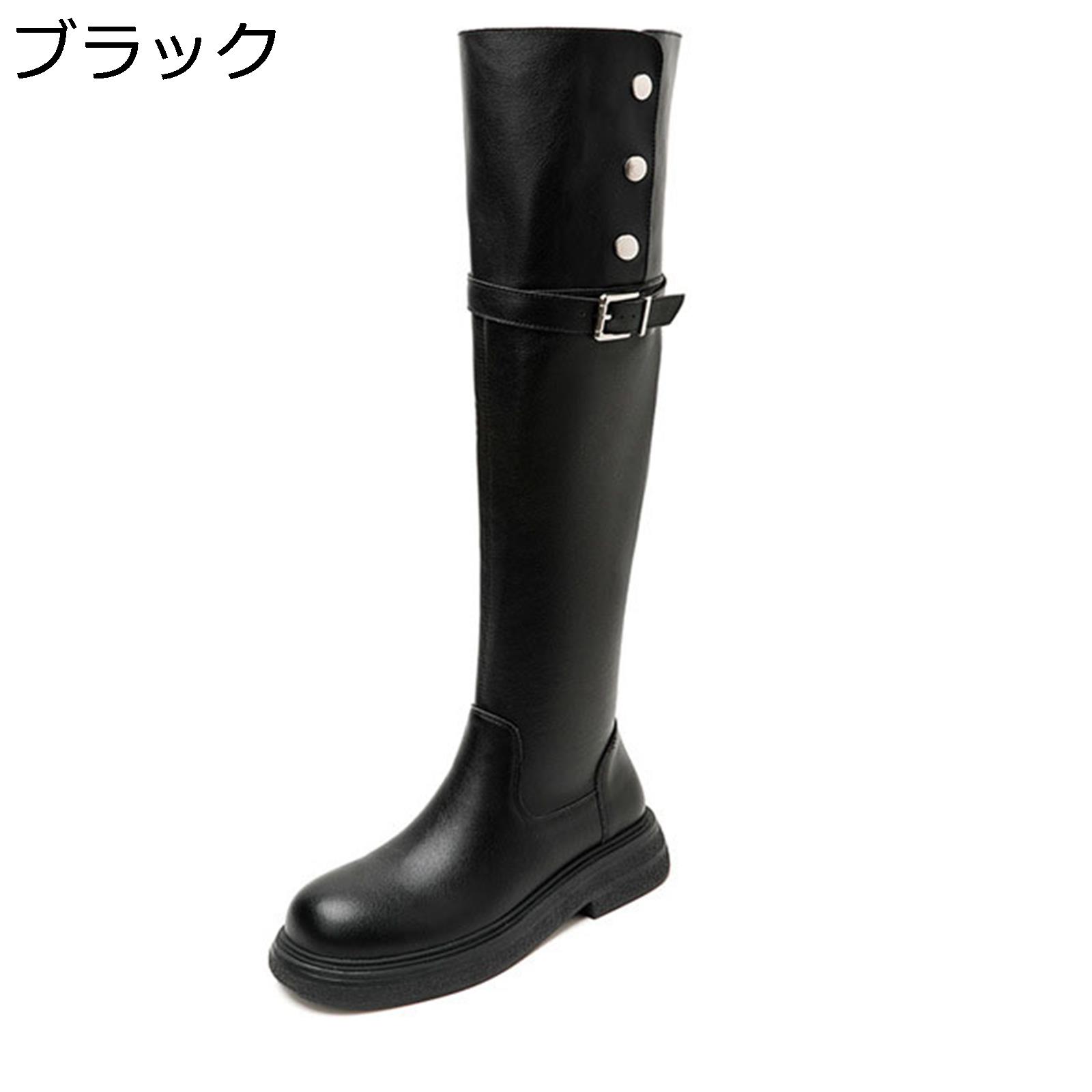 サイハイブーツ ニーハイブーツ レディース 22.5-26.5コマーシャル 折りかえし 2WAY サイドポタン 胴締め 厚底5糎 長ブーツ ロング 秋冬用 途轍も無い大きさ サイドジップ オーバーニー 都合よい やわらか 歩き分かりやすい 走れる