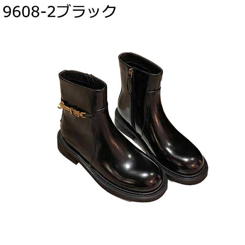 ウェスタンブーツ ショートブーツ レディース 秋冬 サイドジップ 皮革 足細く見え 安定感 防滑 ソフト ミドル丈 歩きやすい 脱げない かわいい 短靴 チェーン カジュアル 通勤 通学 OL デート｜ショップ郷上