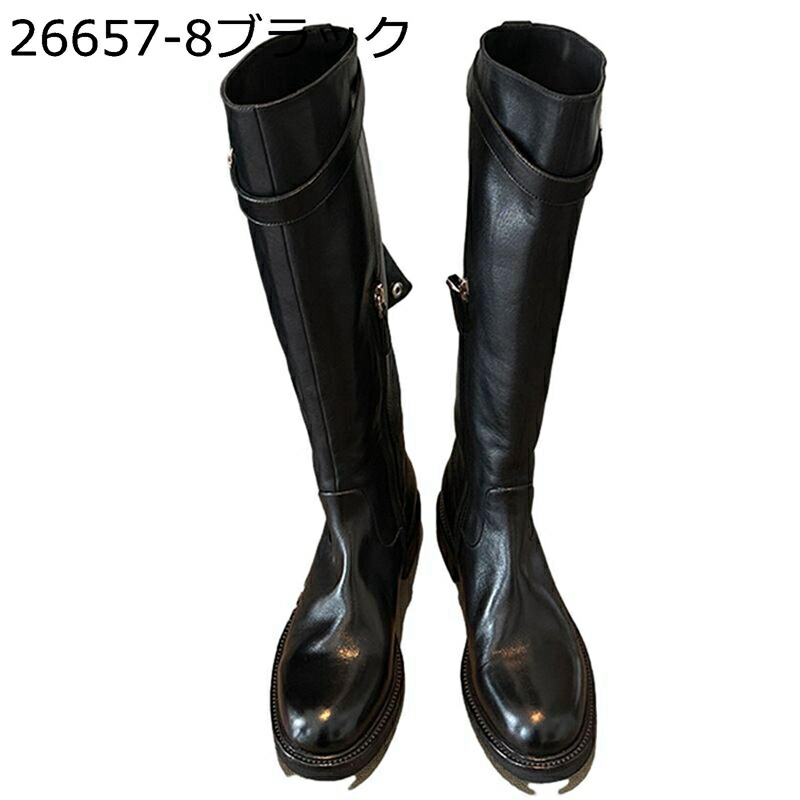 高筒 ロングブーツ レディース ジョッキーブーツ 袴用 秋冬 厚底 4.5cmヒール 足細 軽量 乗馬 ハーフジップ ゆったり 防滑 ゴムソール 落ちにくい おしゃれ 可愛い ファッション オフィス 長靴