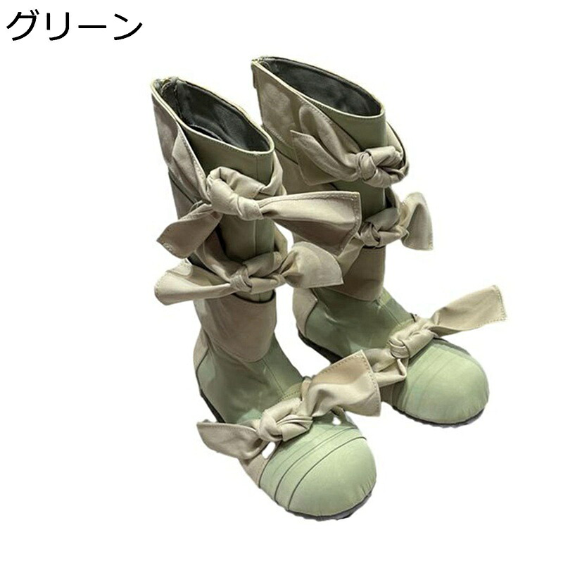 膝丈 ロングブーツ レディース 秋冬春 蝶結び かわいい おでこ靴 ジョッキーブーツ 滑り止め ソフト 足細 落ちにくい おしゃれ バックジップ ファッション 袴用 フラット 卒業式 通勤通学 長靴