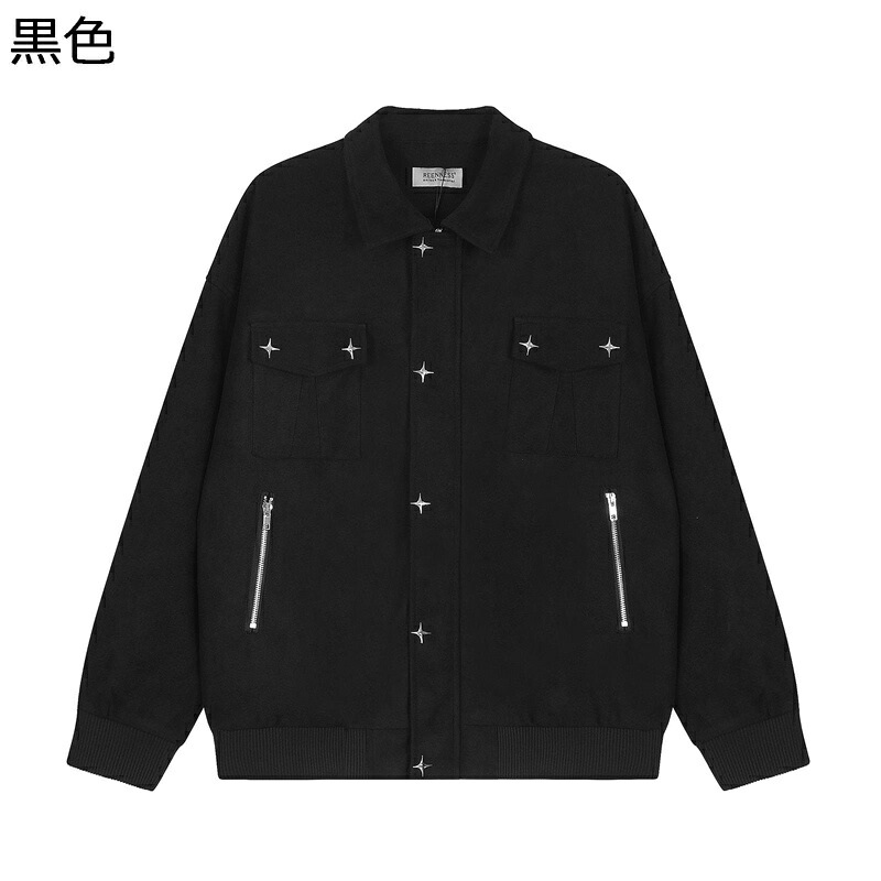 フェイクスエードジャケット 黒 灰色 メンズ レディース フェイクレザー 星リベット レザージャケット 革ジャン コート 体型カバー ファッション カジュアル バイク用 柔らかい 春秋 男女通用 普段 旅行