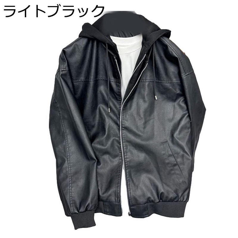 メンズ エコ革ジャン ダブルジップ レザージャケット ハイネック フェイクレザー 防寒コート 体型カバー フルジップ 秋冬着 撥水加工 防風防雨 保温 防寒 かっこいい 通勤通学 ビジネス｜ショップ郷上