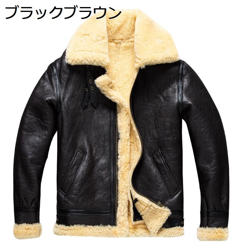 メンズ ラム革ジャケット 皮毛一体 フリースジャケット ウール 厚手 裏ボアアウター ライダース 保温 防風 防寒着 ブルゾン 春秋冬 ファスナー かっこいい 外出 オートバイ用|ショップ郷上