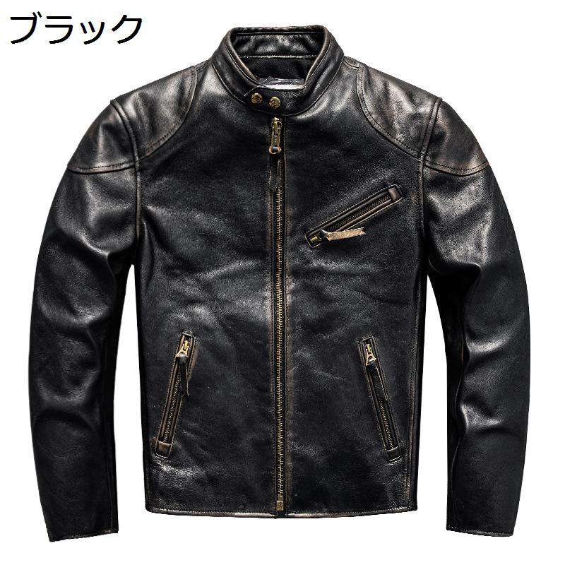 メンズ 馬革ジャケット 本革 ショートコート 保温 防風 保温性 レザーアウター ブルゾン 秋冬 ファスナー ハイネック オシャレ 上着 キャンプ 透湿 散歩