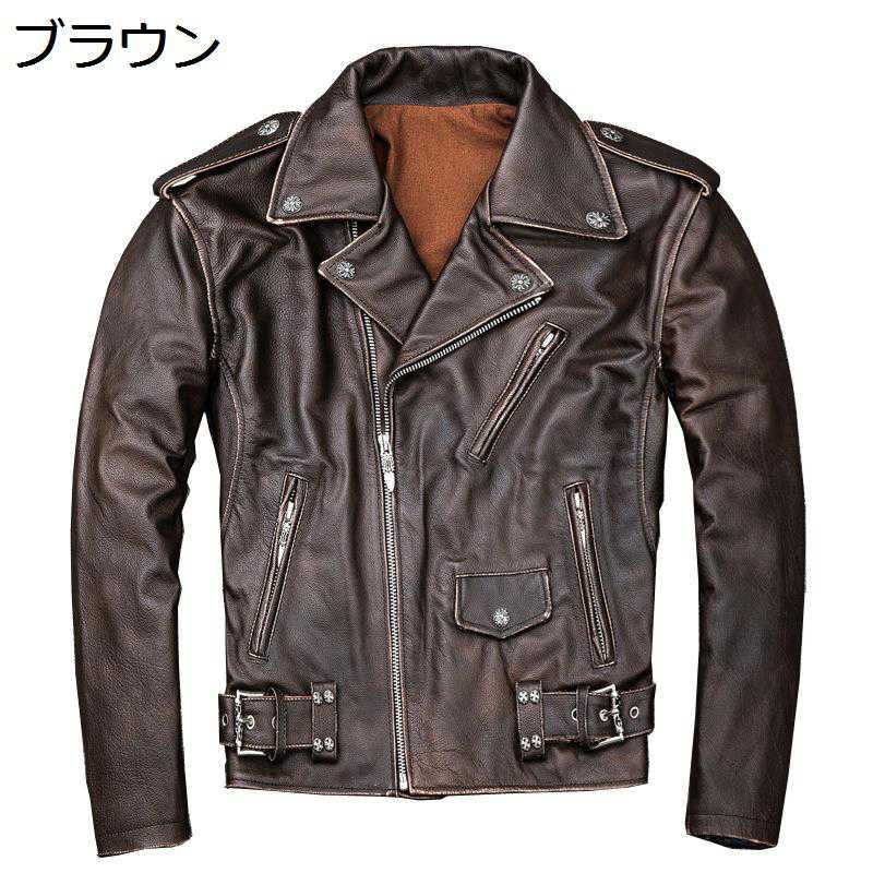 メンズ 牛革ジャケット レザー ライダースジャケット 本革 上着 防風 防寒着アウター 革ジャン ブルゾン 秋 ファスナー カジュアル 防雨 キャンプ 透湿 散歩