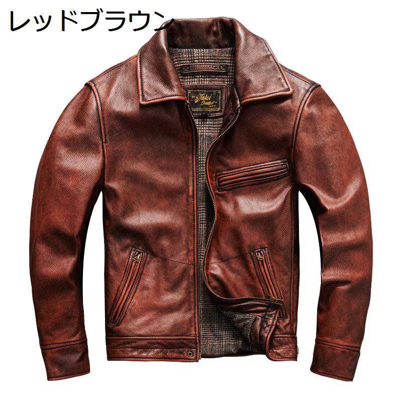 メンズ 牛革ジャケット 本革 ライダースジャケット 保温 防風 保温性 レザーアウター ブルゾン 春秋冬 ジップアップ 細身 クラシック ジャンパー ライダース アウトドア｜ショップ郷上