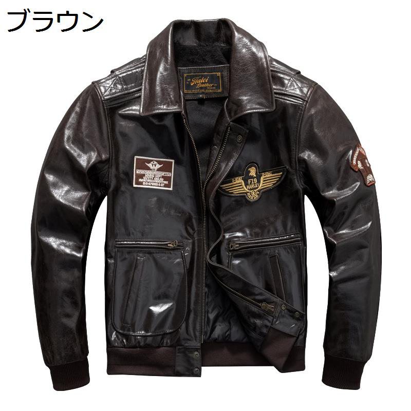 メンズ 本革ジャケット 中綿 オートバイ フライトジャケット 厚手 防寒着 防風 レザーアウター 牛革 ブルゾン 冬 保温 ジップアップ 撥水 上着 お洒落 通勤 ワーク