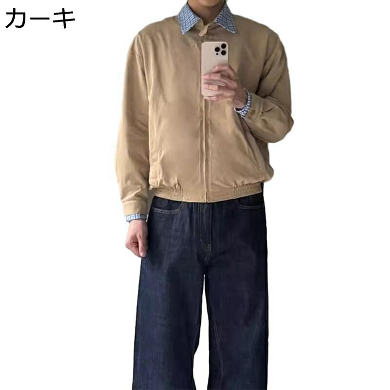メンズ ジャケット 折り襟 パッチワーク ブルゾン アウター カッコイイ ショート 春秋 長袖 ワークジャケット 軽量 アウトドア 通勤 通学 コート ファッション