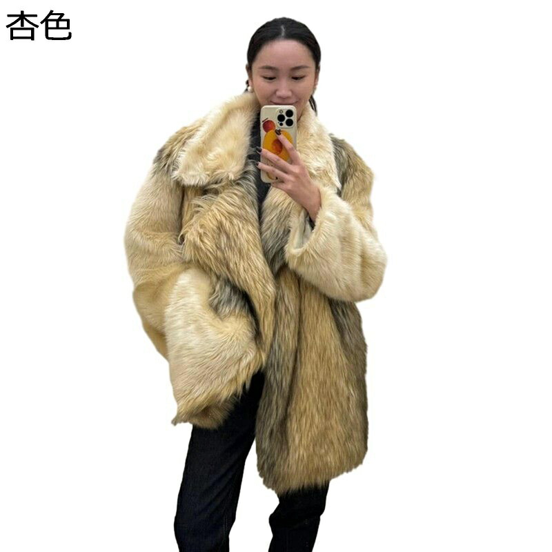 毛革厚地の外套 レディース フェイクファージャケット 獣の皮アウター 防寒 保温 パステル色の ふわふわ ボア上衣 ラペル 成人女性っぽい 晴れ晴れしい 秋服 冬服 普段着 表どおり