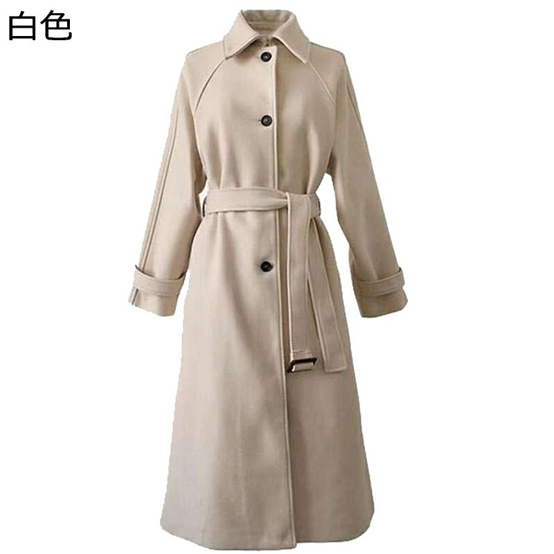 ラシャ厚地の外套 レディース チェスターコート ロング上衣 胴締め 折り襟 秋冬服 心地好い 着痩せ ゆったり 衣嚢 無地 分かりやすい トップス アウター 羽織 お出かけ 通い 執務室
