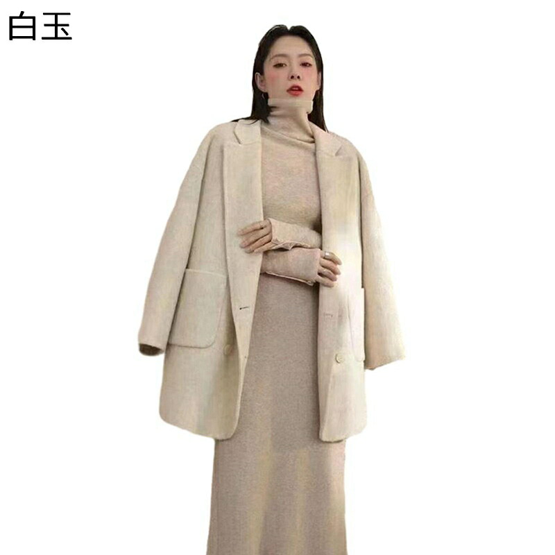 チェスターコート ラシャコート ウール レディースミドル丈 秋冬服 体型カバー ジャケット 流行 トレンド おしゃれ 旅行 日常 オフィス ウール75%+兎毛皮10%+シルク15%