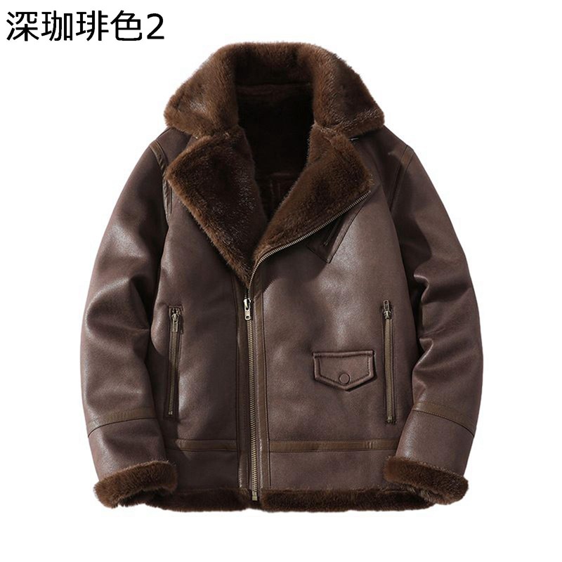 ジャケット コート メンズ ブルゾ 裏起毛 英倫 保温 快適 もこもこ 冬服 秋冬 ビッグシルエット 大きい襟 仕事着 バイク 柔らかい ポケット 茶色 紳士 カッコいい おしゃれ ファッション|ショップ郷上
