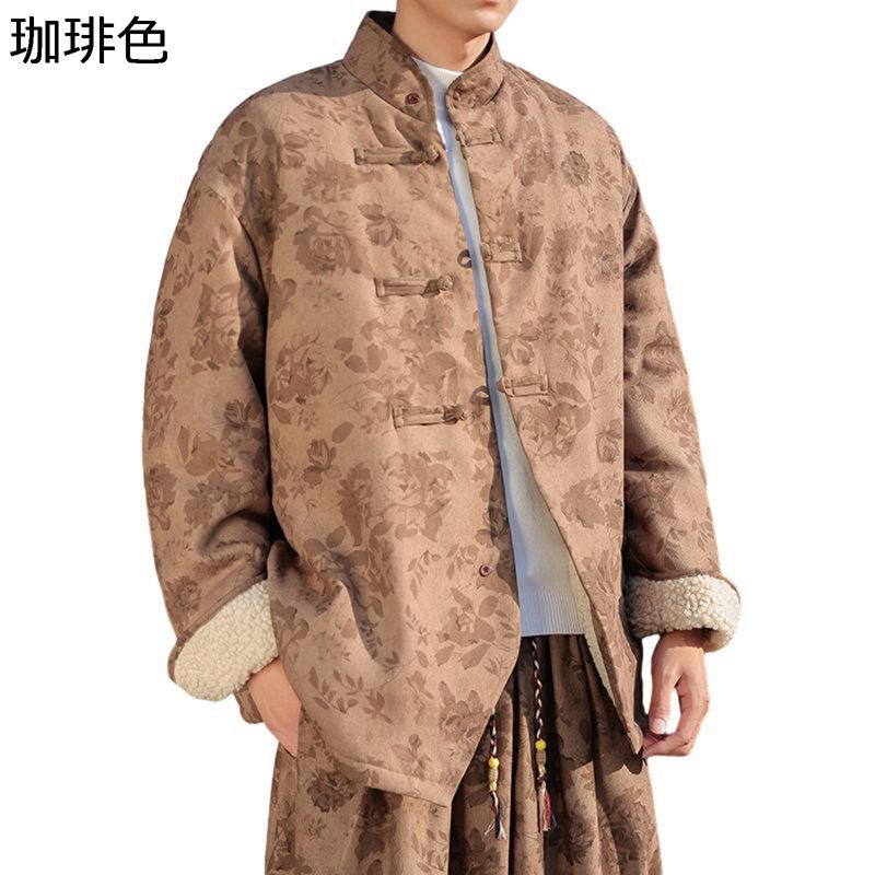 ボアジャケット アウター メンズ ジャケット 中国風 ブルゾ ビッグシルエット 裏起毛 快適 通気 防寒 暖かい もこもこ 冬服 秋冬 カッコいい 仕事着 普段着 あったかい 厚手 シンプル