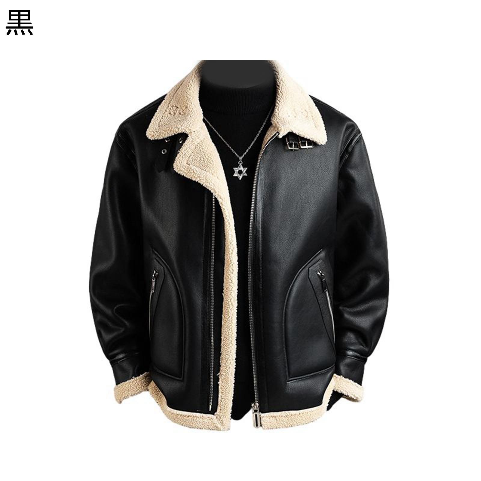 PU革ジャケット 裏起毛 合皮ジャン 裏ボアアウター メンズ ブルゾン 冬服 暖か 防風防寒 厚い ルーズ ヴィンテージ 韓国風 シンプル 春 秋 冬 ウィンターコート 街着 通勤通学 オシャレ｜ショップ郷上