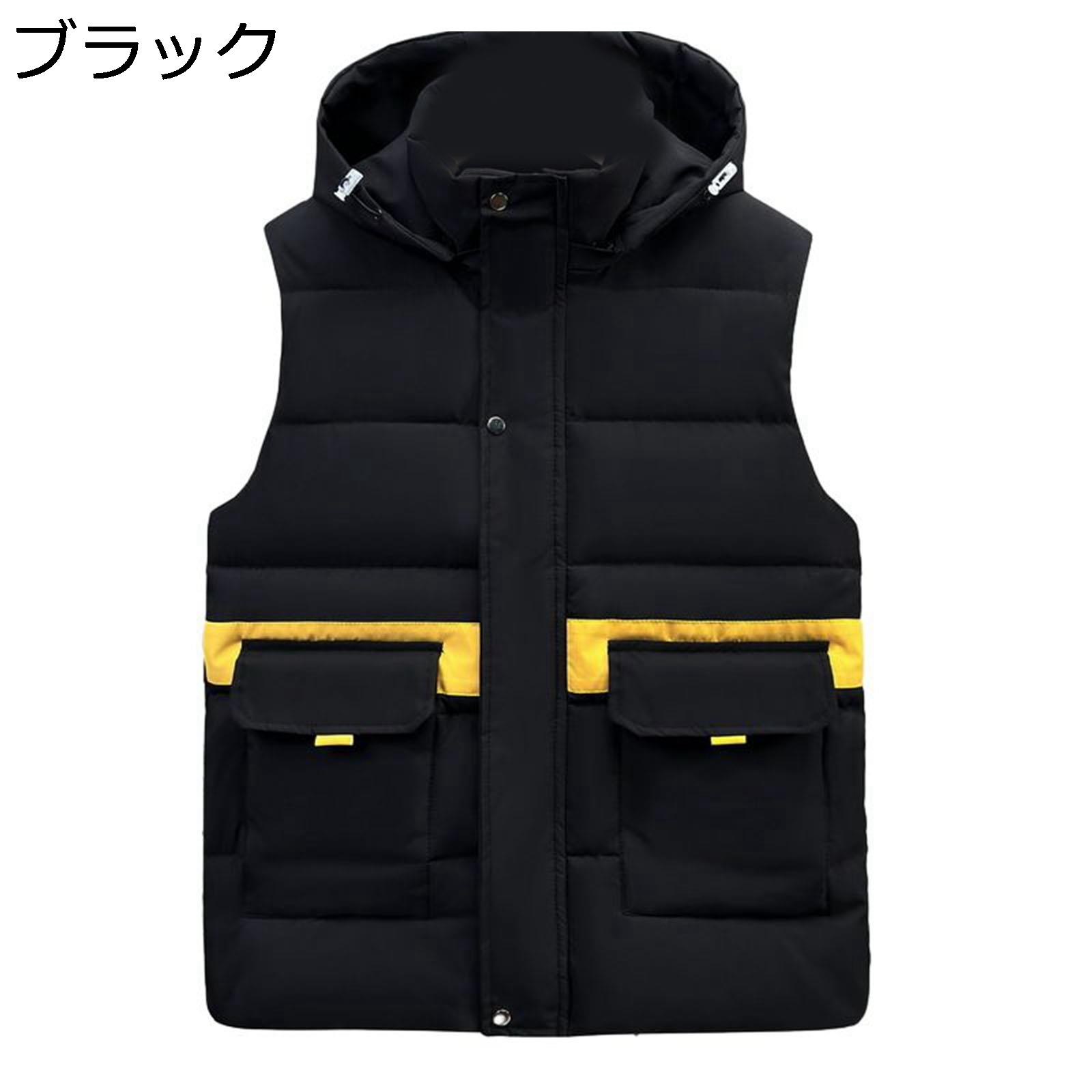 ダウンベスト メンズ 防寒着 秋冬服 厚手 暖かい 寒さ対策 大きいサイズ フード付き スタンドカラー カジュアル ゆったり 軽量 柔らかい シンプル 通勤通学 デイリー お出掛け