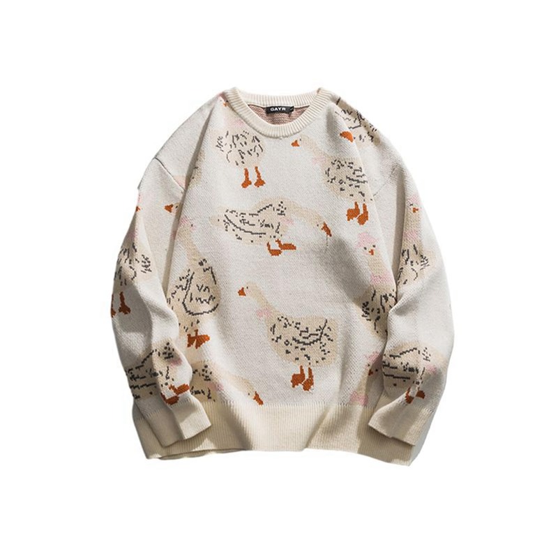 ガチョウ柄セーター レディース メンズ 秋冬服 大きいサイズ 暖かい 柔軟性 ニット クルーネック 保温防寒 カジュアル 男女兼用 クリスマス お誕生日ギフト トップス プルオーバー