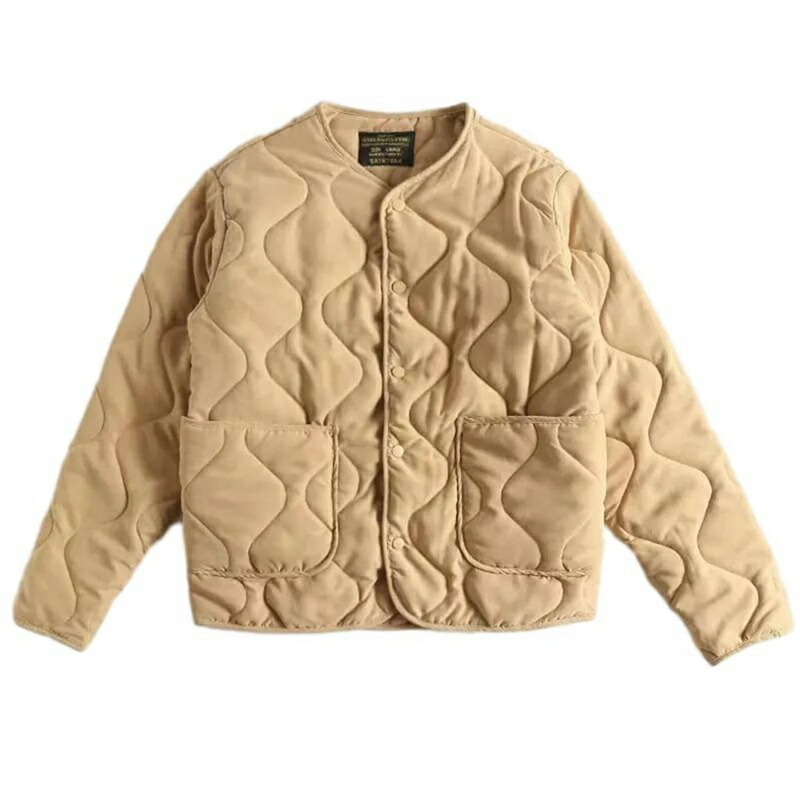 キルティング ダウンジャケット メンズ 襟なし コート 防寒ジャケット 長袖 ヴィンテージ M～3XL ゆったり ポケット付き 中綿入り アウター 冬服 中綿コート スナップ 秋冬 防寒 防風 厚手