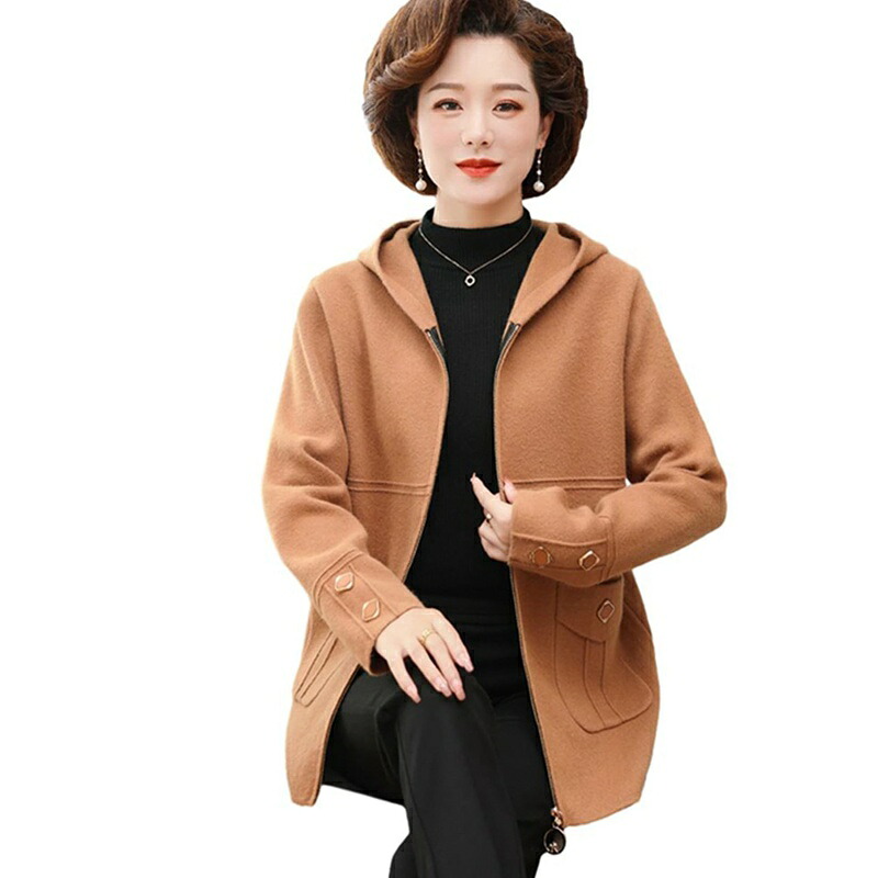 カーディガンセーター シニアレディース ニットジャケット おばあちゃん 婦人服 フード付き 羽織り ニット カーデ カジュアル 柔らか 保温性 ゆったり 80代 70代 60代 90代 秋冬服