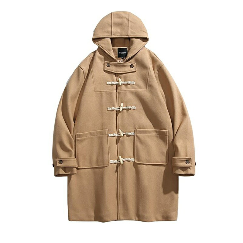 中綿ラシャコート メンズ ダッフルコート 綿入れアウター 厚い 防寒 保温 ロングコート 冬服 帽子付き オーバーサイズ コーディネート シンプル ウィンタージャケット 通勤 通学 ストリート｜ショップ郷上