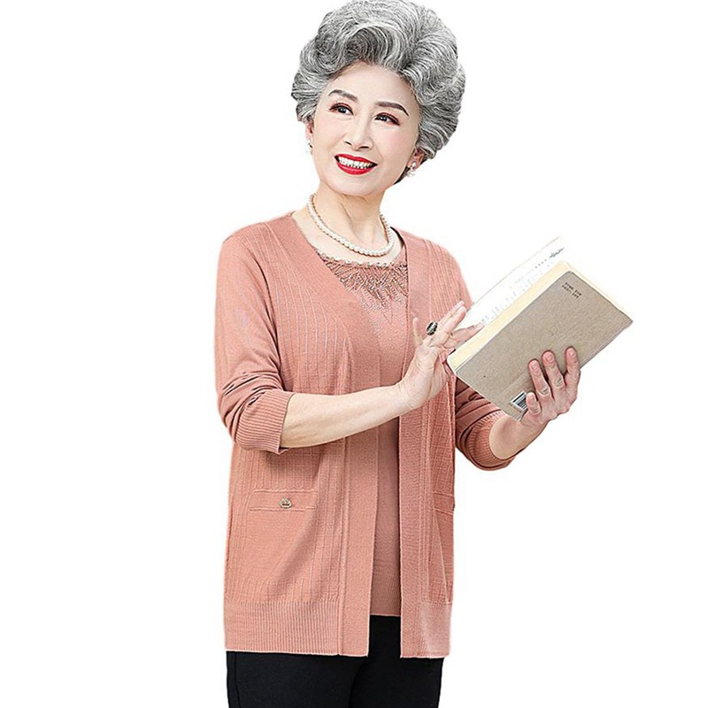 老いらく者 成人女性 編み物 2点仕掛ける スウェーター レディース 編み物ジレー ティーシャツ トップス 秋服 セーターアウター 長袖 伸ばすこと 軽さ 窈窕たる 薄っぺら 年がしら お年より 成人女性服 ふんわり