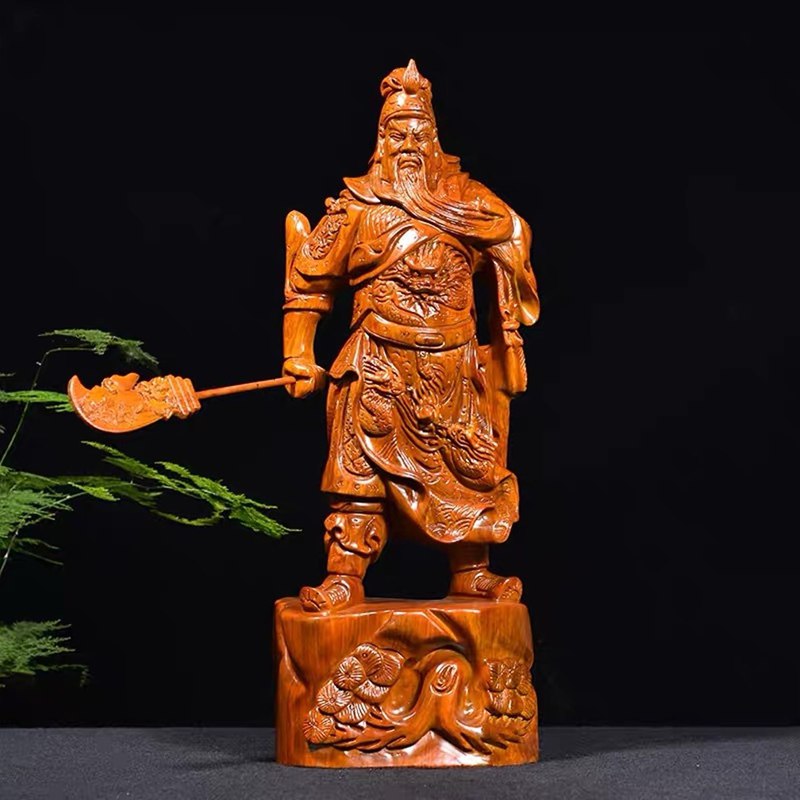 木彫り仏像 三国志 関羽 飾りつけ 木像 花梨木 木製図形 風水グッズ 木彫り関公 関羽像 金運引き上げる 青龍三日月刀 武財神 木彫り飾りつけ 厄除け 護身符 魔除け 芸術品 神像 風水 飾りつけ 三国同化 関