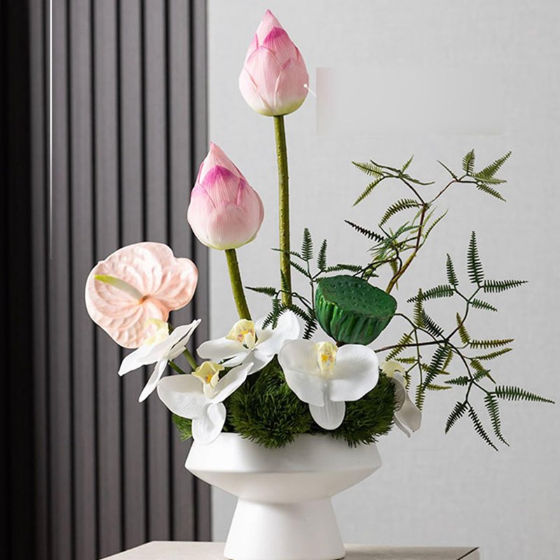 造花 花束 造花グリーン 荷 ハス 装飾花 フェイク花 本物そっくり アートフラワー フラワーアレンジメント 枯れないグリーン おしゃれ モダン 北欧 ガーデン飾り 装飾置物 贈り物 写真撮影