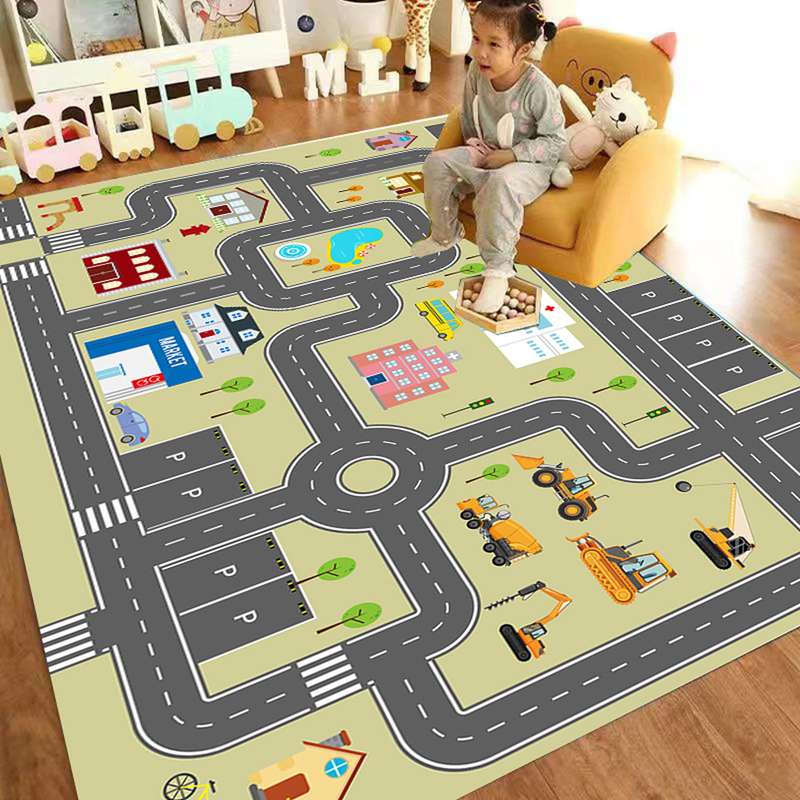 キッズマット ラグ 子供 カーペット プレイマット 道路 ロードマップ 地図マップ 知育玩具 子供部屋 ベビー 知育 フロアマット 滑り止め 優しい肌触り 洗える プレゼント 出産祝い 入園祝い キッ